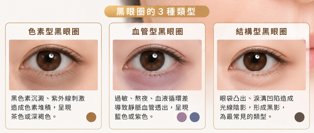 黑眼圈的三種類型：色素型、血管型與結構型黑眼圈成因分析｜米蘭時尚診所